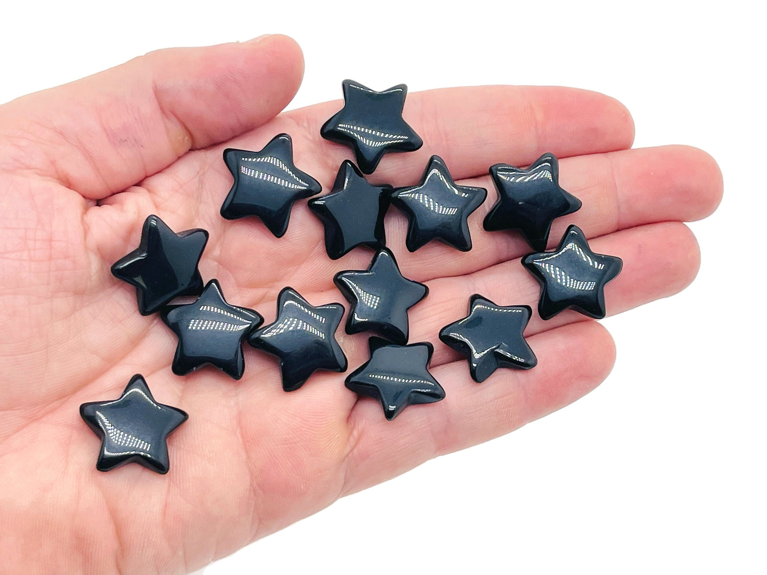 Pierre précieuse étoile en obsidienne ?€? Étoile sculptée ?€? Mini pierre de cristal étoile ?€? Cristal de guérison ?€? 2 cm ?€? ST1004