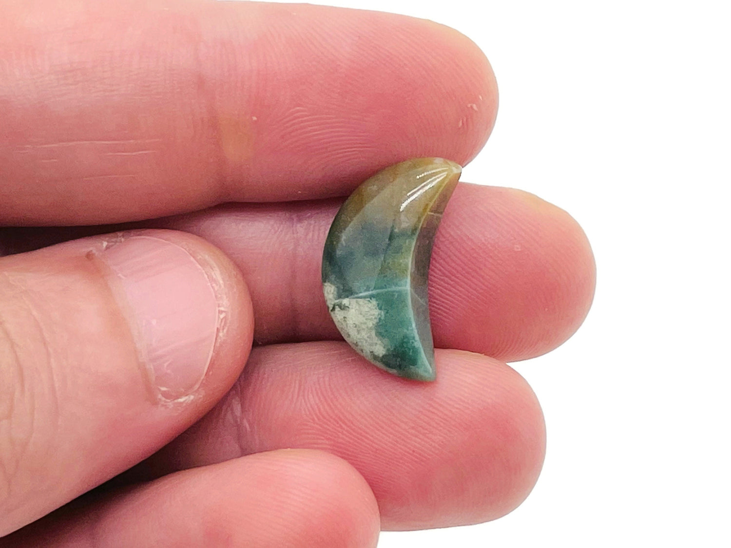 Moss Agate Gemstone Moon - 20mm - MO1014