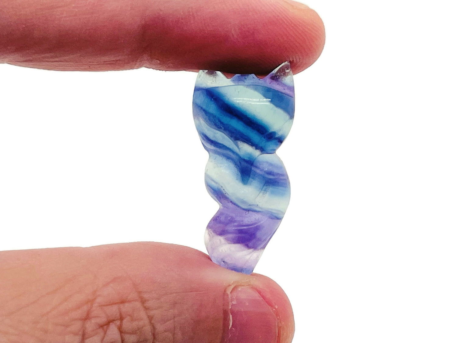 Fluorite Nine Tailed Fox gemstone carving from GemstoneGO, detailed multicolored stone sculpture featuring intricate nine-tailed fox design.