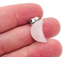 Rose Quartz moon crystal pendant from GemstoneGO, featuring a polished pink gemstone shaped like a moon for jewelry making.