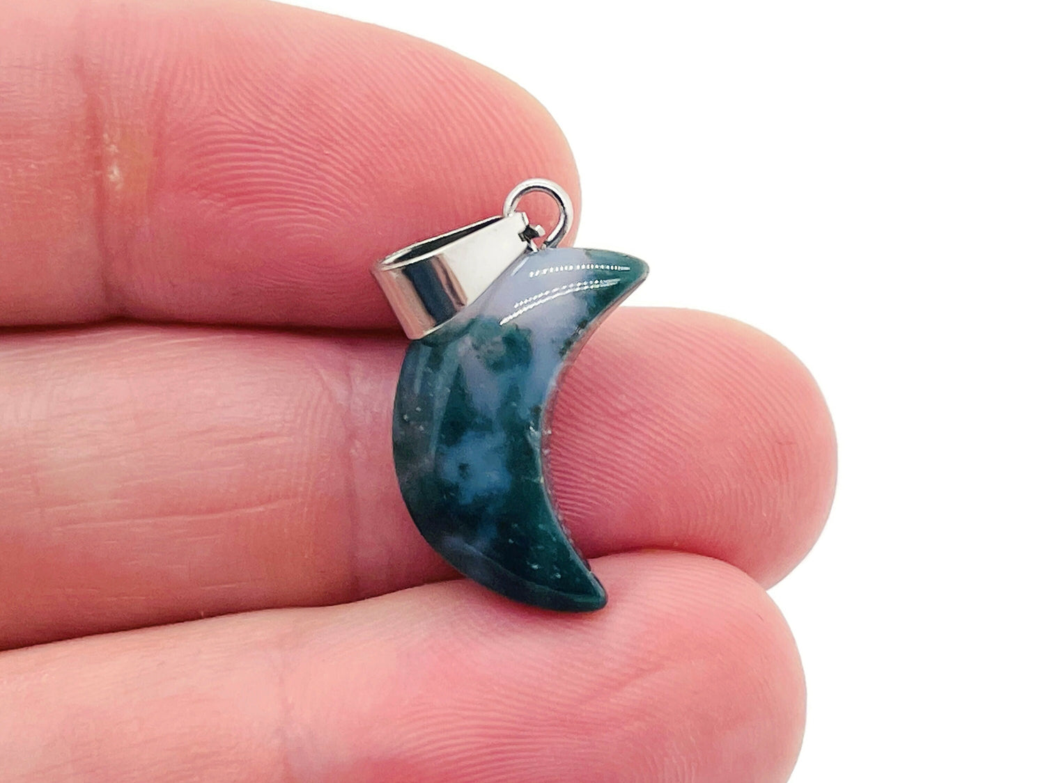 Moss Agate Crystal Pendant - Jewelry Making Supplies - MNC1008