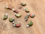 Unakite moon crystal pendant from GemstoneGO, featuring a polished unakite gemstone in a moon shape, ideal for jewelry making.
