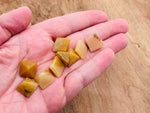 Yellow jade pyramid carving gemstone, 14mm, natural yellow jade stone with smooth polished surface, from GemstoneGO.