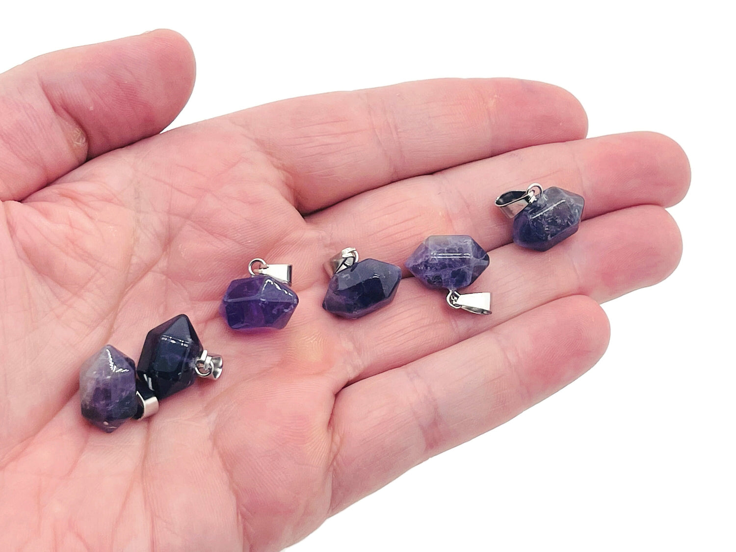 Pendentif en pointe d'améthyste - Pendentif en cristal - Boucles d'oreilles en cristal - Pierre précieuse Heling - Fournitures pour la création de bijoux - NC1128