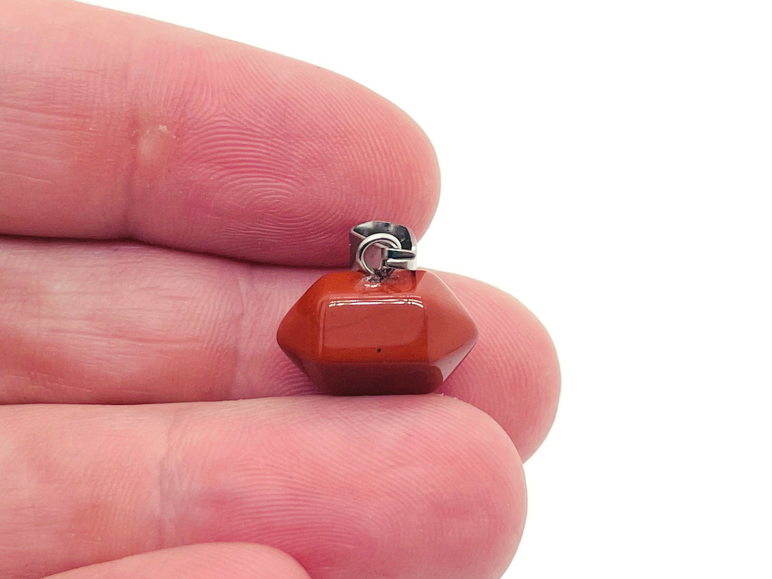 Red Jasper Point crystal pendant from GemstoneGO, featuring a polished red jasper stone suitable for jewelry making.