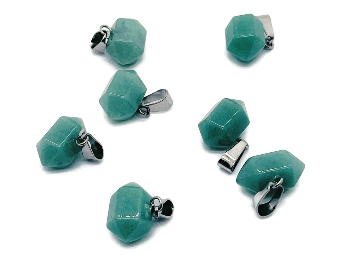 Aventurine point crystal pendant from GemstoneGO, natural green gemstone with pointed shape, ideal for jewelry making supplies