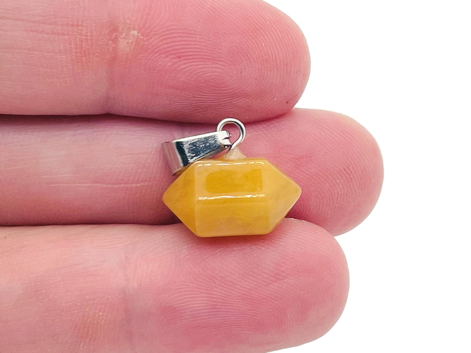 Yellow Jade Point Crystal Pendant - Jewelry Making Supplies - NC1137