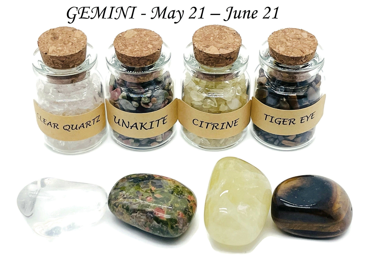 Gemini Zodiac Crystal - Gemini Birthstone - Choose Crystal Chips and Tumbled Stone - Healing Stone - Crystal Kit - GEMINI