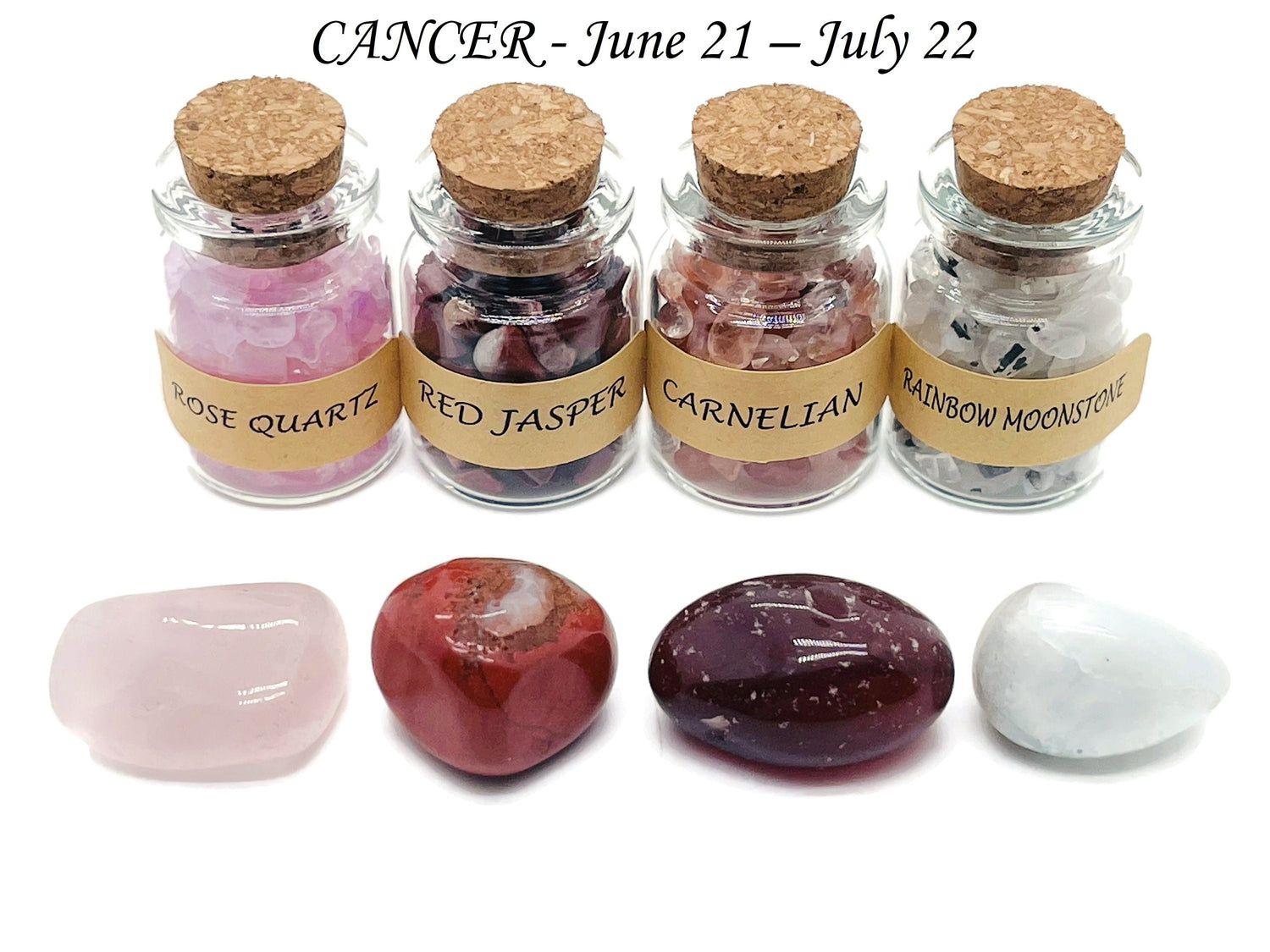 Cancer Zodiac Crystal - Cancer Birthstone - Choose Crystal Chips and Tumbled Stone - Healing Stone - Crystal Kit - CANCER