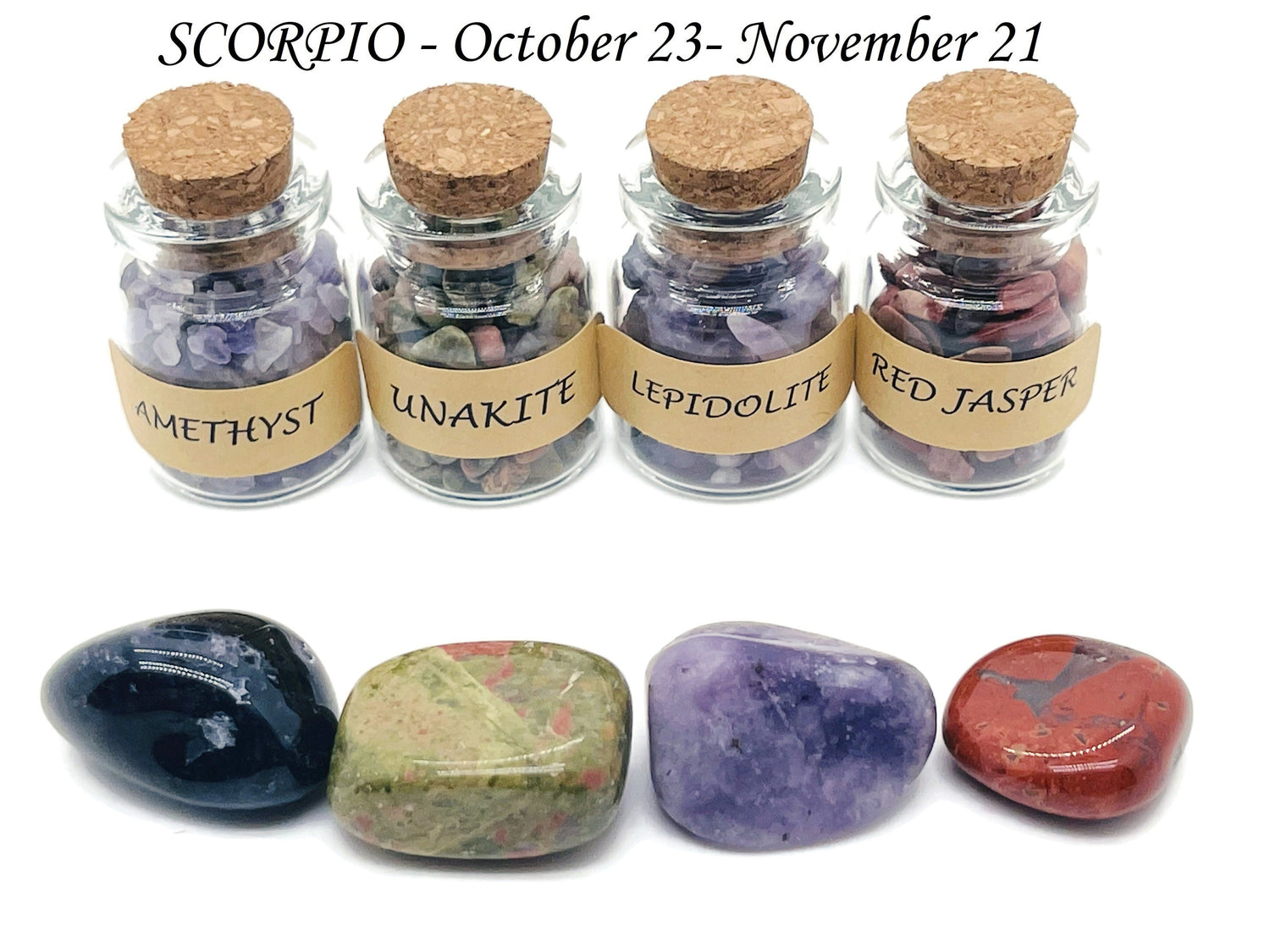 Scorpio Zodiac Crystal - Scorpio Birthstone - Choose Crystal Chips and Tumbled Stone - Healing Stone - Crystal Kit - SCORPIO