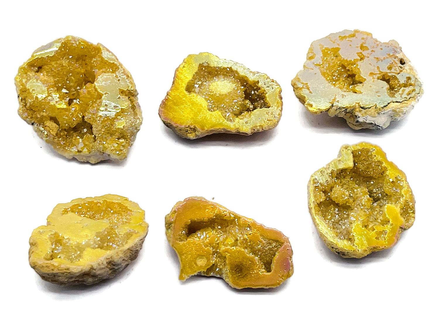 Yellow Aura Oco Agate Geode Raw Crystal - RA1157