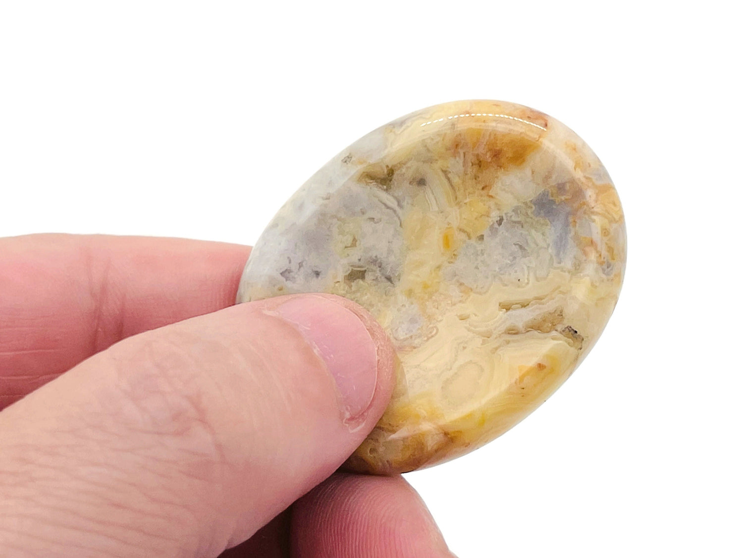 Crazy Lace Agate Worry Stone - Soothing Crystal - 4.5x3.5cm - WO1045