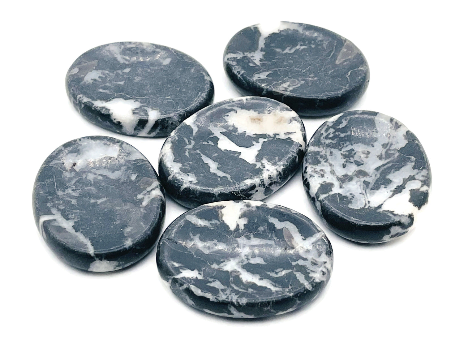 Pierre anti-stress en calcite zébrée ?€? Pierre anti-stress en cristal ?€? Pierre de poche ?€? Cristal de guérison - 4,5 x 3,5 cm - WO1056