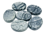 Black Network Jasper worry stone, 4.5x3.5cm soothing crystal from GemstoneGO, smooth polished stone for stress relief.