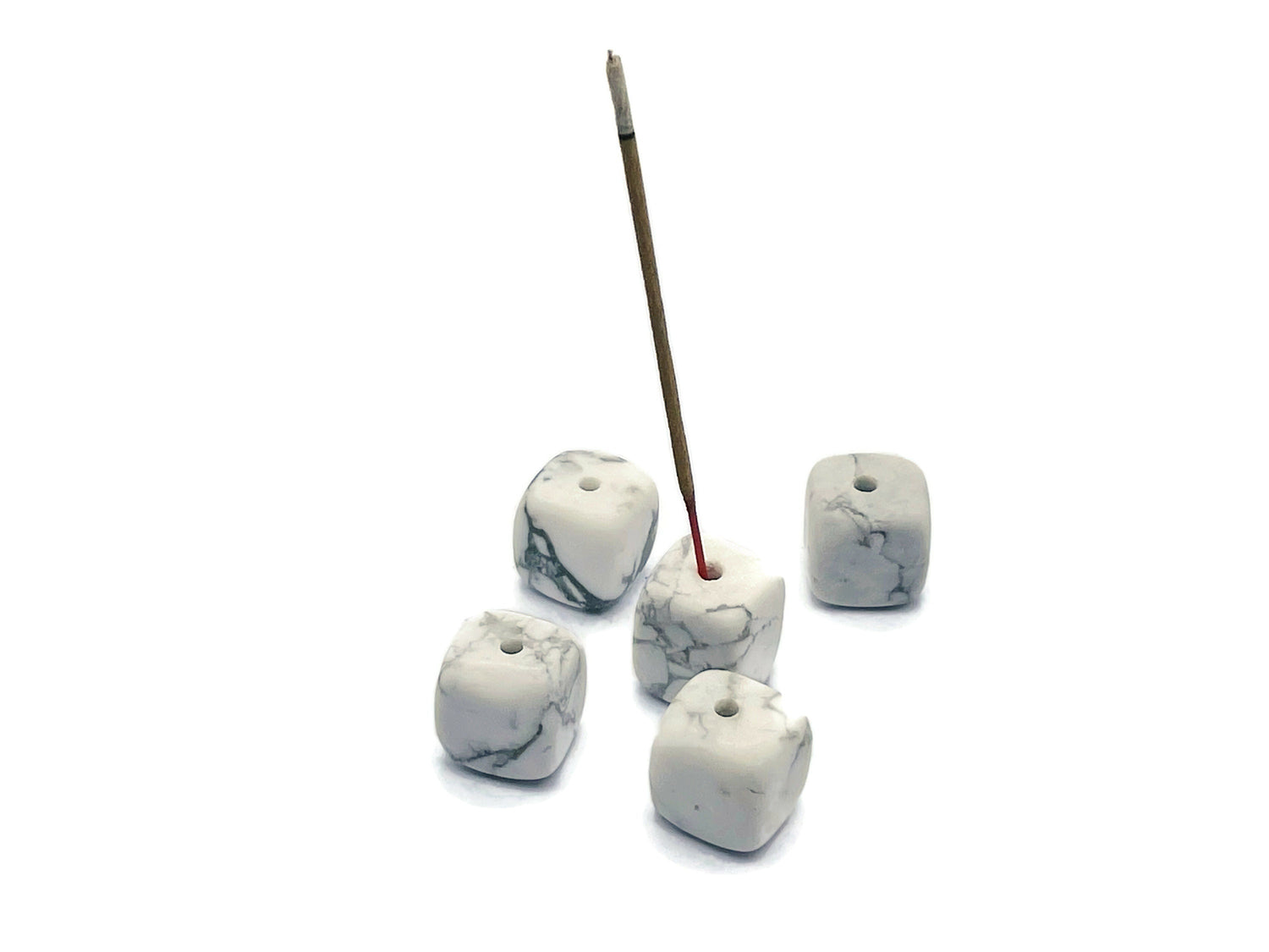 Howlite Crystal Incense Holder - Crystal Stone Incense Stick Holder - Handmade Carving - IN1008