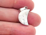 Howlite moon crystal pendant from GemstoneGO, featuring a smooth white gemstone in a moon shape, ideal for jewelry making.