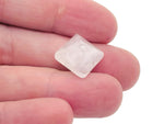 Clear quartz pyramid gemstone carving, 14mm, from GemstoneGO, showing a polished transparent pyramid with natural crystal formations.