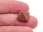 14mm Goldstone pyramid carving gemstone from GemstoneGO, showcasing a shimmering gold-infused glass stone with pyramid shape.
