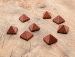 14mm Goldstone pyramid gemstone carving by GemstoneGO, showcasing a shimmering brown and gold-colored pyramid-shaped stone.