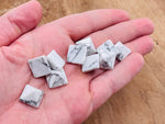 14mm Howlite pyramid gemstone carving by GemstoneGO, featuring smooth white stone with gray veining and a polished finish.