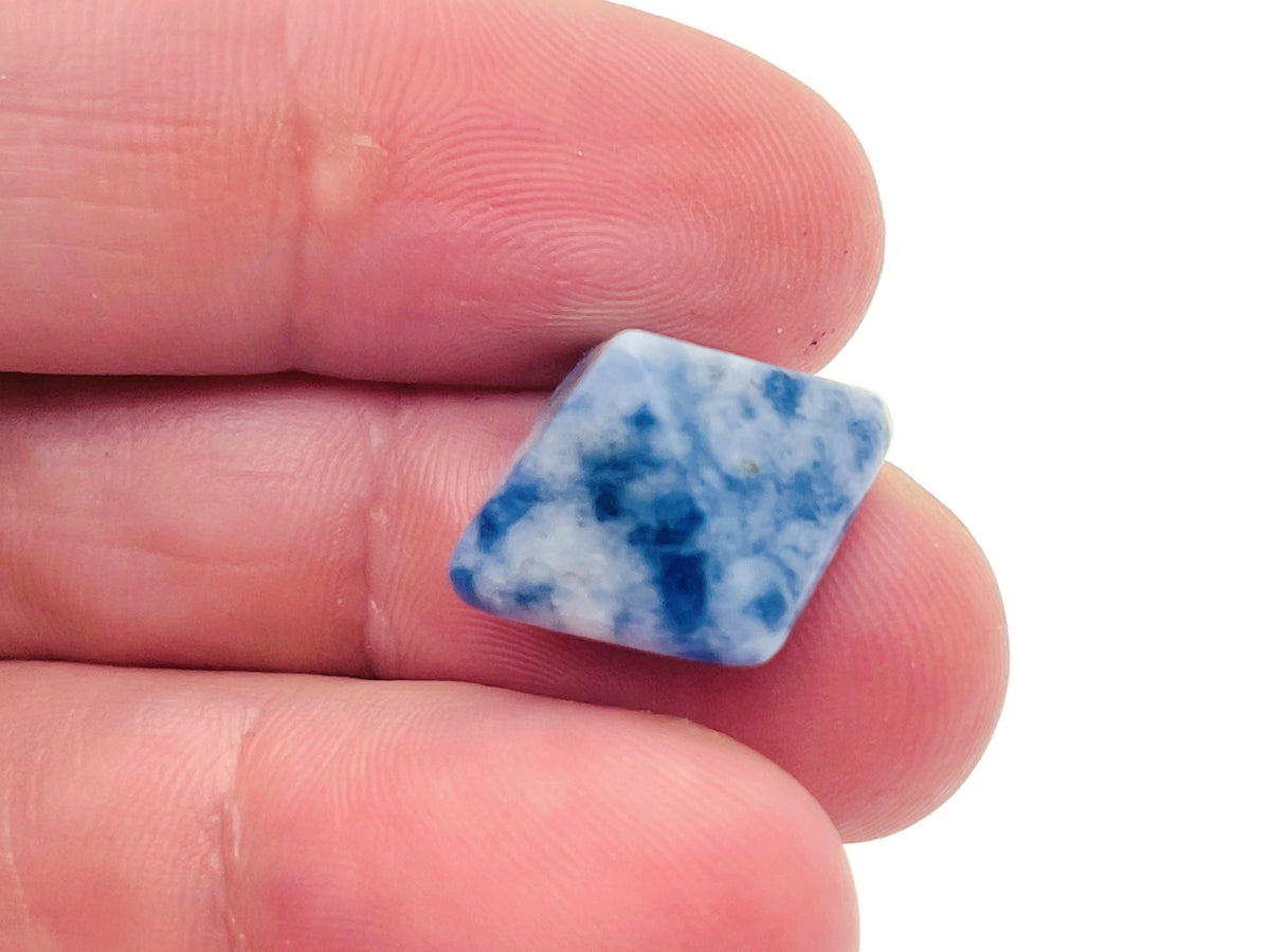 Blue Spot Jasper pyramid gemstone carving, 14mm, featuring vibrant blue spots on a polished pyramid-shaped gemstone.