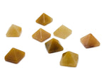 Yellow jade pyramid gemstone carving, 14mm, from GemstoneGO, showcasing a polished yellow jade pyramid with intricate carving details.