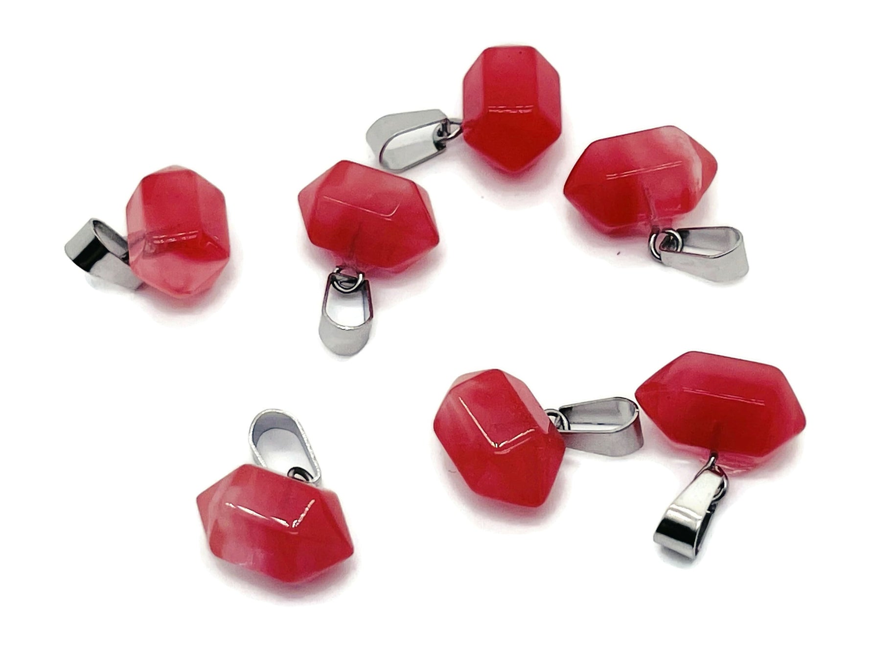 Cherry quartz point crystal pendant from GemstoneGO, featuring a vibrant red gemstone for jewelry making and craft projects.