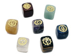 Natural 7 Chakra stones set featuring colorful crystals for meditation and spiritual healing, arranged in a decorative chakra meditation ornament.