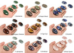Oval Palm Gemstone spa stone in mixed crystals, 45x35mm, from GemstoneGO, featuring vibrant, natural gemstone colors and smooth surface.