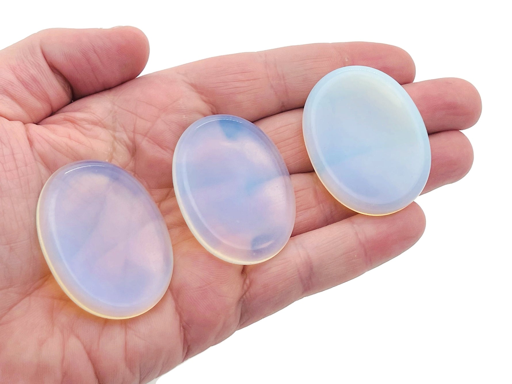 Opalite worry stone with smooth surface, small gemstone thumb-sized crystal for stress relief, 4.5x3.5cm, gemstone gemstoneGO.
