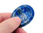 Lapis Lazuli worry stone from GemstoneGO, 4.5x3.5cm, featuring deep blue and gold-toned mineral patterns for calming and meditation.