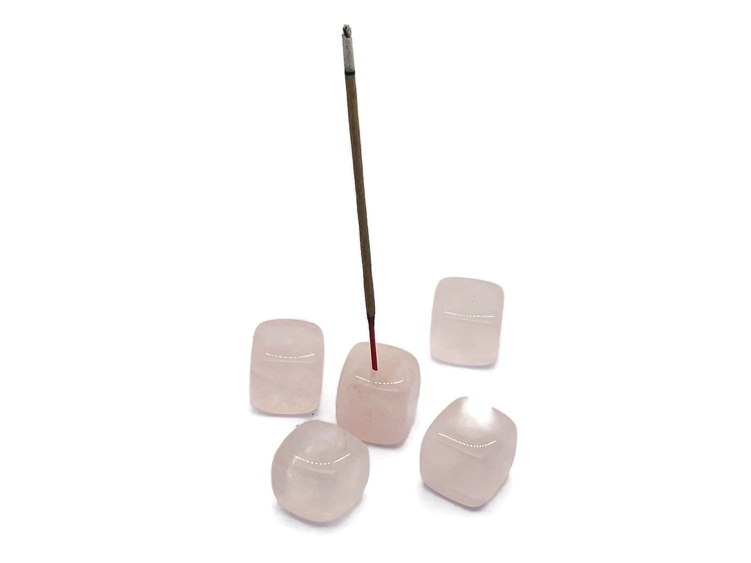 Rose Quartz Crystal Incense Holder - Crystal Stone Incense Stick Holder - Handmade Carving - IN1001