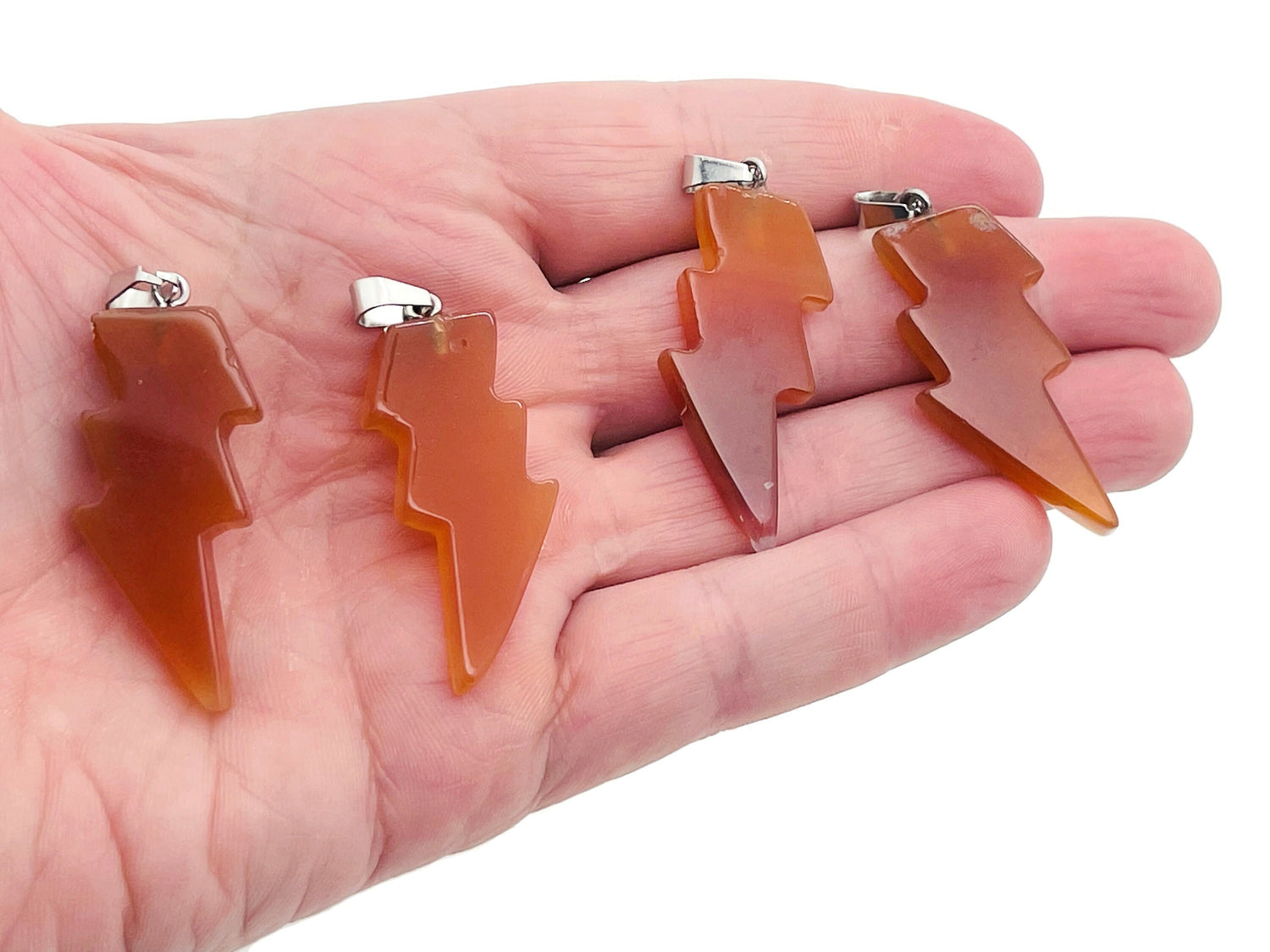 Pendentif Éclair en Cornaline - Cristal Éclair - Pierre Éclair - Sculpture sur Cristal - NC1158