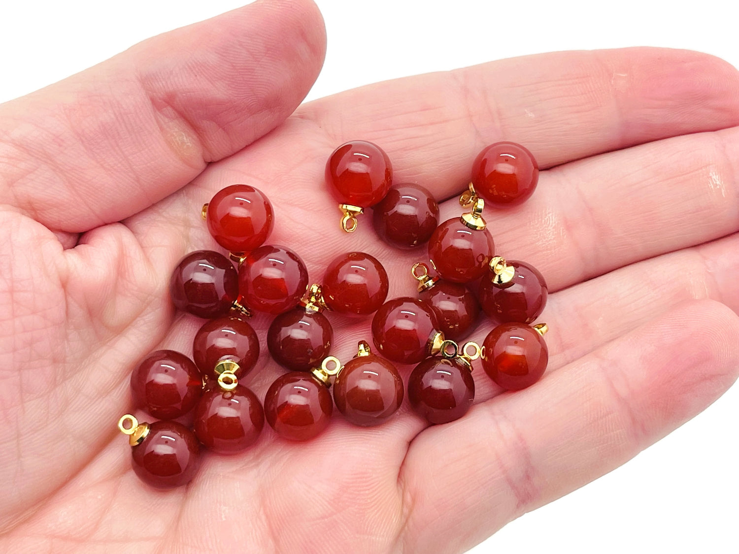 Perles de cornaline en boule - Boucles d'oreilles en perles de cristal - Pendentif en perles de cristal - Sculpture sur cristal - NC1163