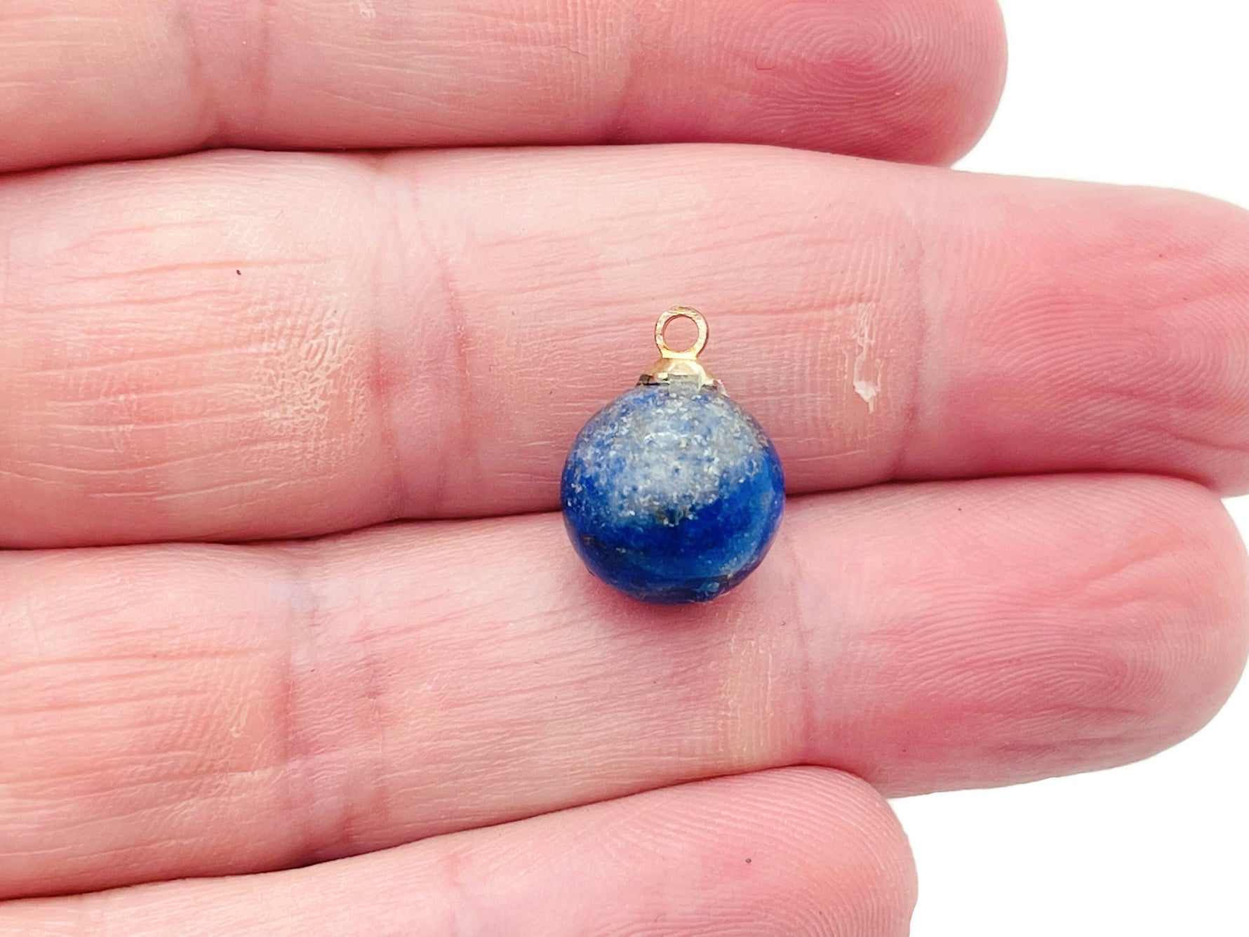 Lapis lazuli ball beads with crystal pendant, natural gemstone jewelry stone, handmade beaded necklace by GemstoneGO