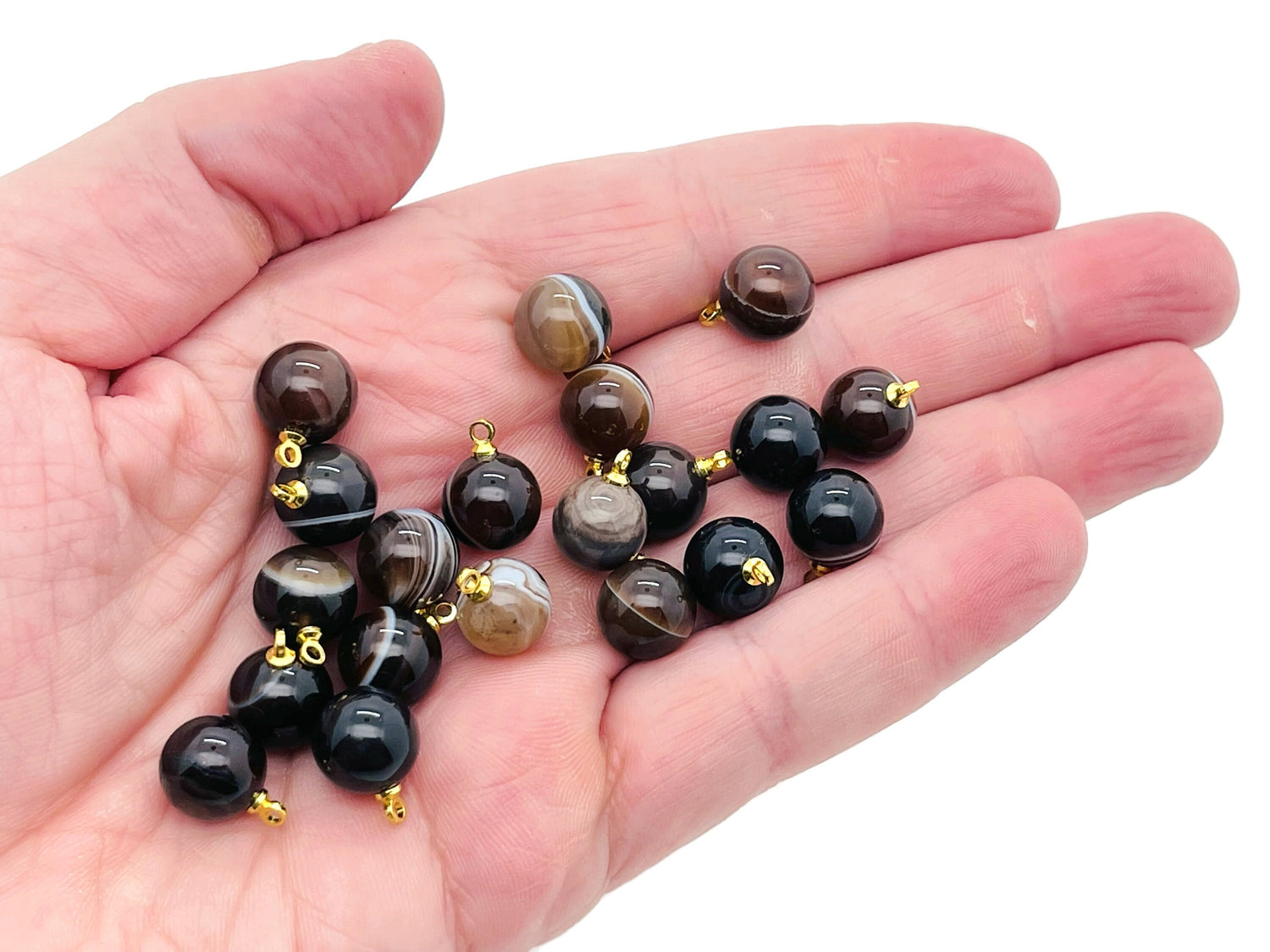 Black Agate Ball Beads Crystal Pendant - Jewelry Stone - NC1172