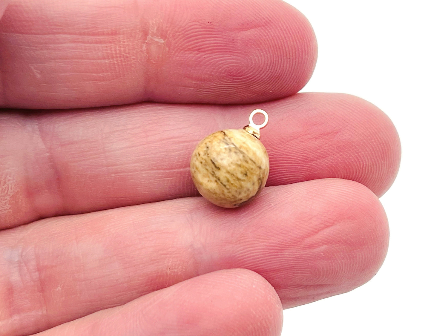 Picture Jasper Ball Beads Crystal Pendant - Jewelry Stone - NC1174