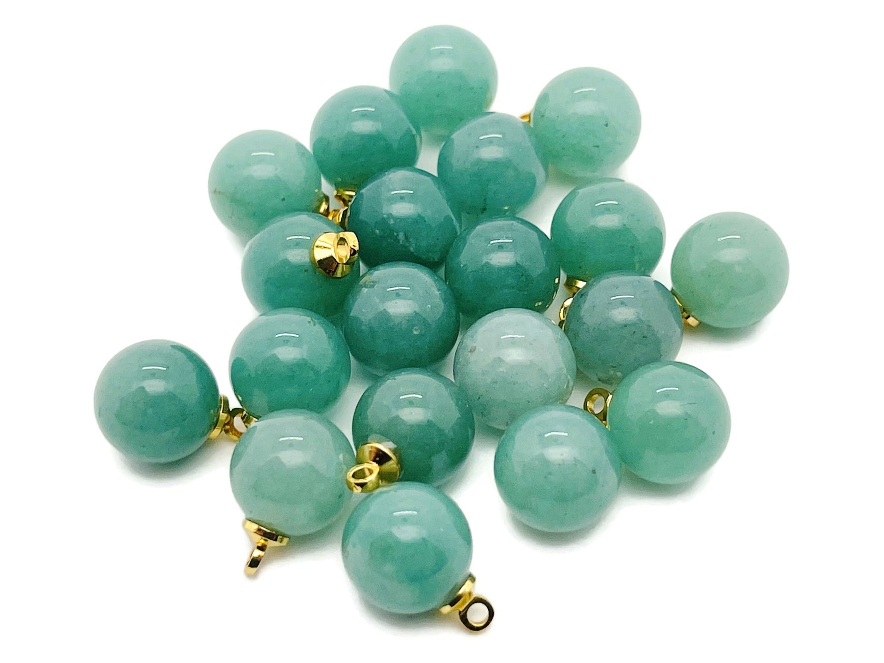 Aventurine ball beads crystal pendant from GemstoneGO, featuring polished green gemstone jewelry stone with a silver bail.