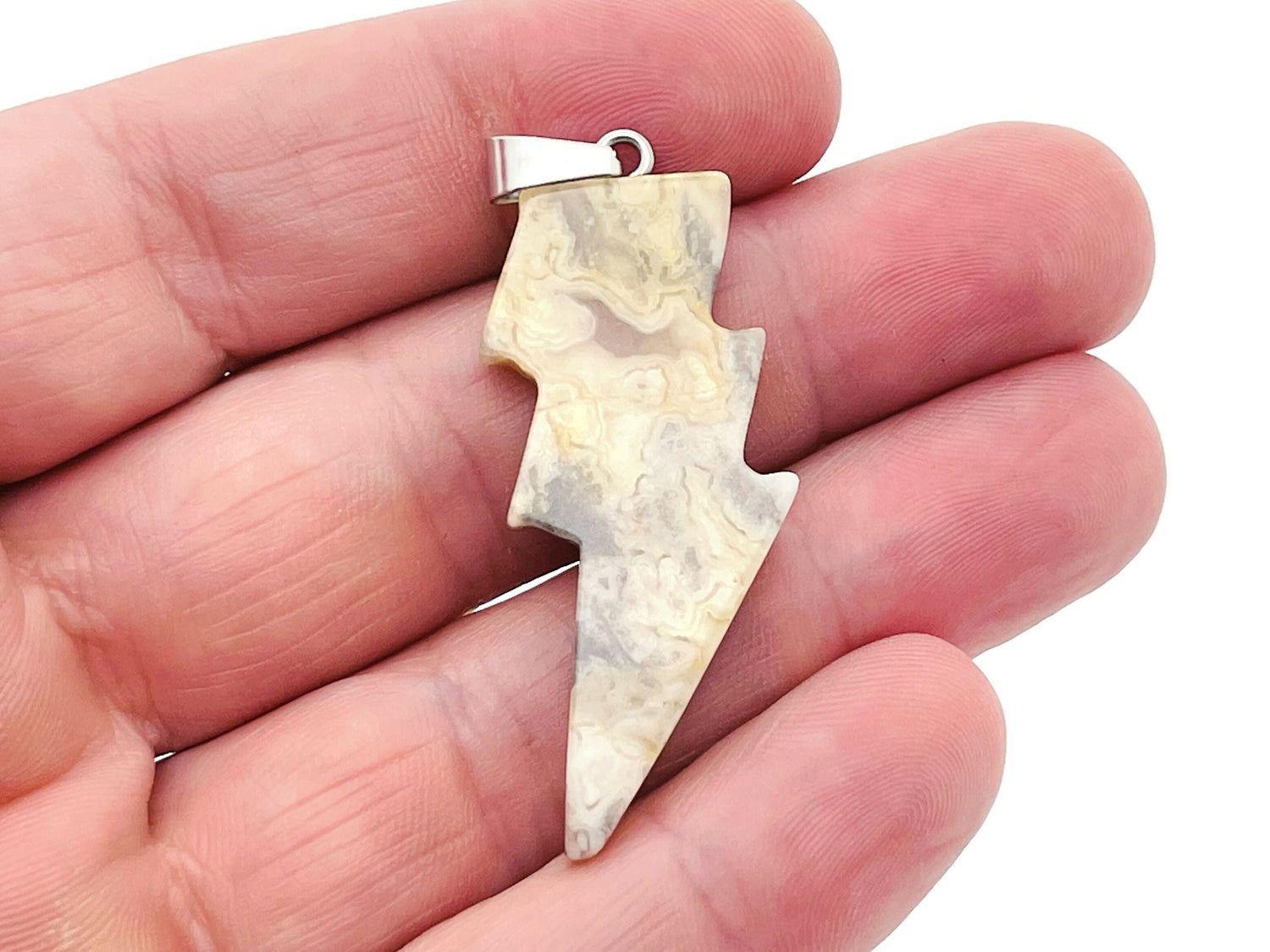 Crazy Lace Agate Lightning Crystal Pendant - Lightning Stone - NC1156