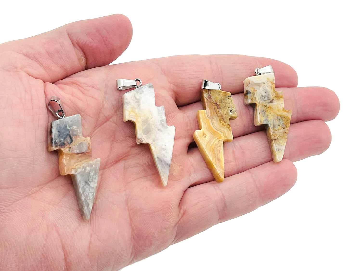 Crazy Lace Agate Lightning Crystal Pendant - Lightning Stone - NC1156