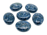 Blue Spot Jasper palm gemstone spa stone, 45x35mm, smooth polished natural stone for relaxation and massage.