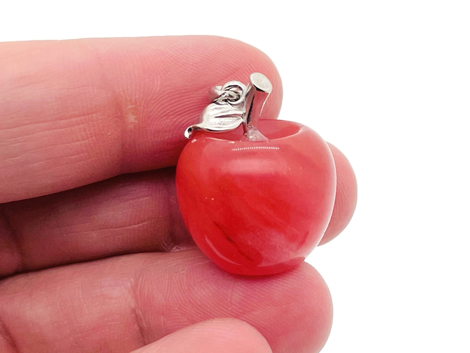 Colgante de cristal de cuarzo cereza con forma de manzana - Mini colgante de cristal - NC1843