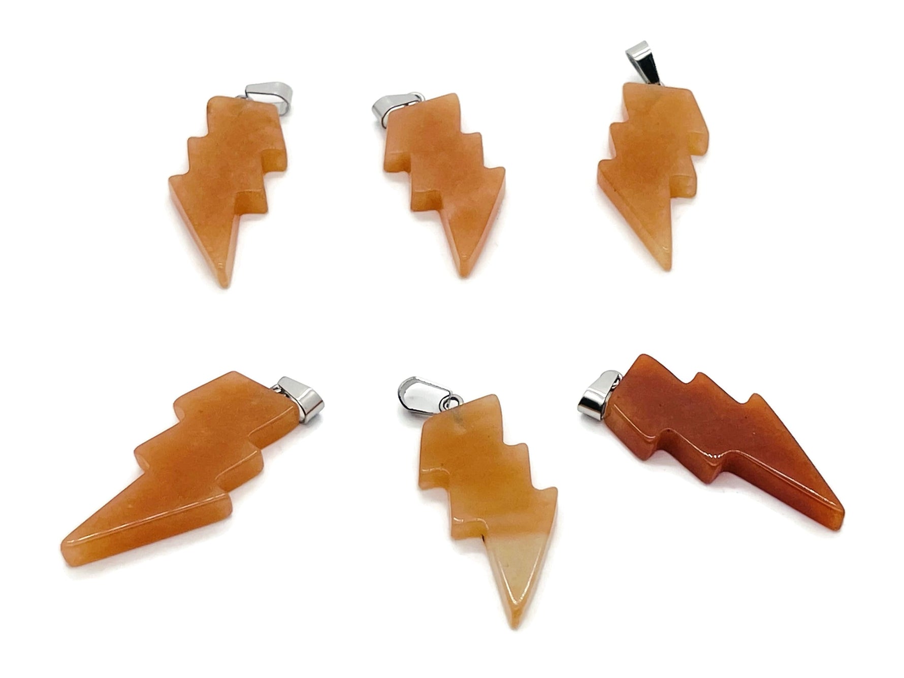 Orange aventurine lightning crystal pendant featuring a vibrant lightning stone from GemstoneGO, showcasing its unique natural formation.