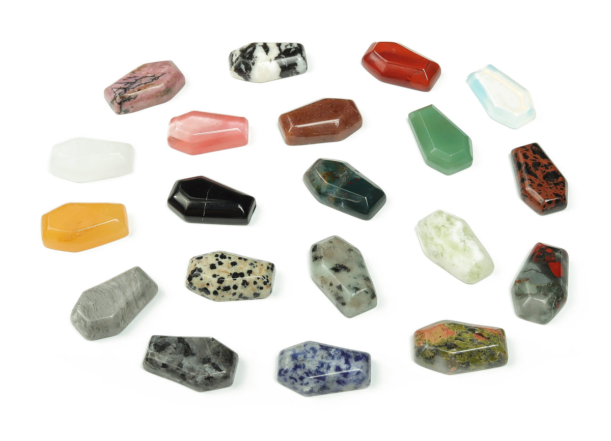 Handmade 30mm Crystal Coffin Healing Gemstone carving with mixed colorful crystals from GemstoneGO.