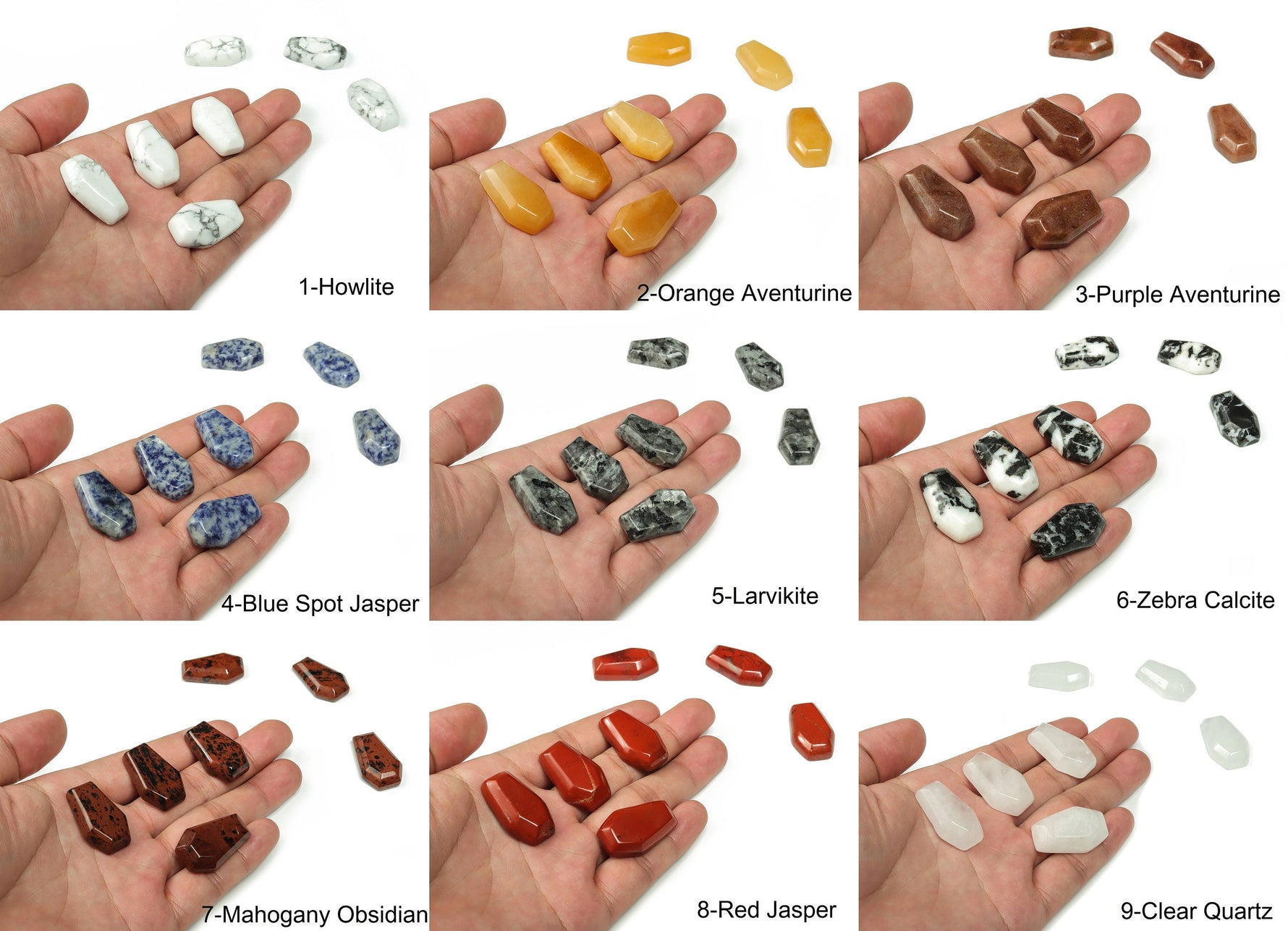 Handmade 30mm crystal coffin healing gemstone carving with mixed gemstones by GemstoneGO, showcasing intricate crystal craftsmanship.