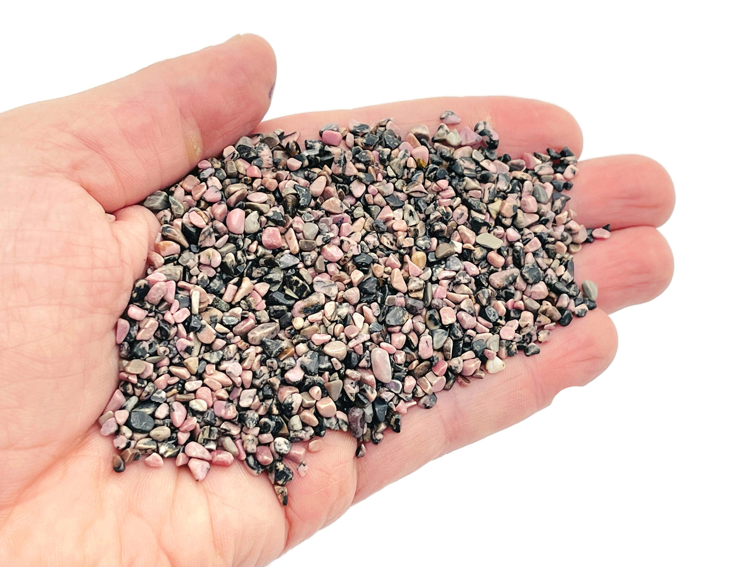 Rhodonite Crystal Chips - Semi Tumbled Stone - Bulk - 2-6mm - CP1128