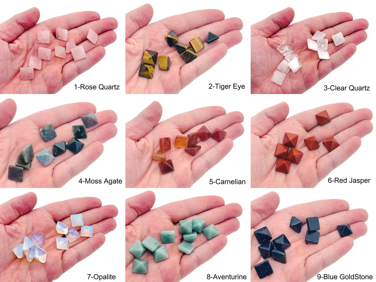 14mm pyramid-shaped gemstone carving from GemstoneGO, colorful healing crystal and crystal gemstone for meditation or decor