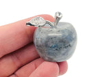 Labradorite Apple crystal carving from GemstoneGO, 30mm polished gemstone with iridescent labradorite hues and smooth shape.