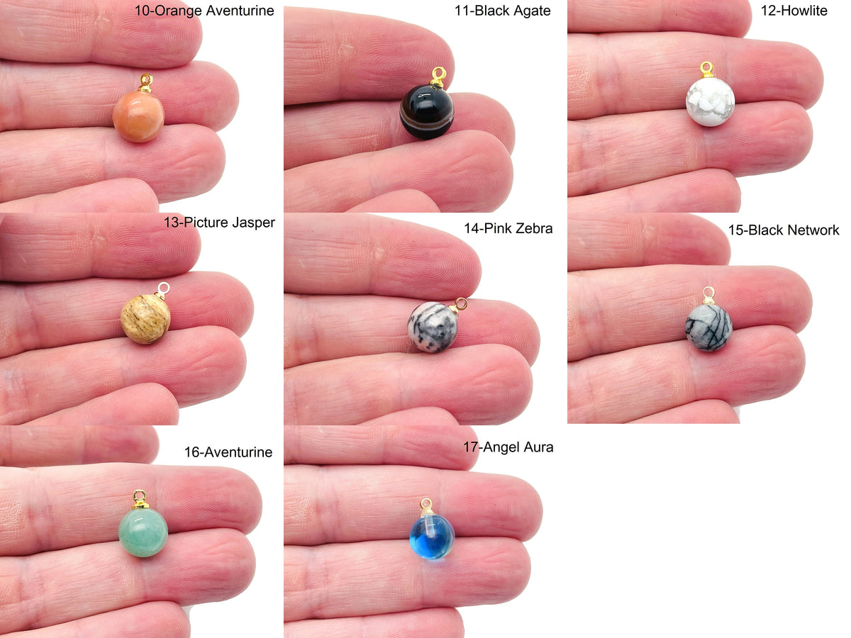 Round crystal pendant with ball bead design in various colors, gemstone jewelry stone from GemstoneGO.
