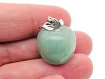 Aventurine apple-shaped crystal pendant from GemstoneGO featuring a mini crystal design on a silver chain.